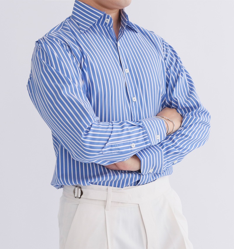 셔링 숄더 커브 카라 셔츠 (5color)